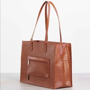 BÉIS Mini Work Tote in Cognac Croc
